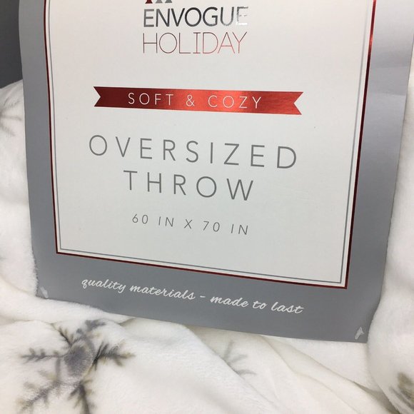 Envogue Falling Snowflakes Throw Blanket Microfleece Christmas Holiday Gray NEW